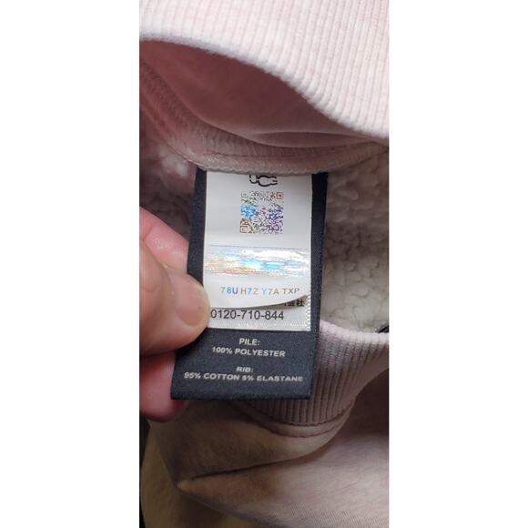 Ugg Sweatpants Sz M Sherpa Lines Joggers Pockets Logo Unisex Pink Winter C21-37 - Picture 9 of 11